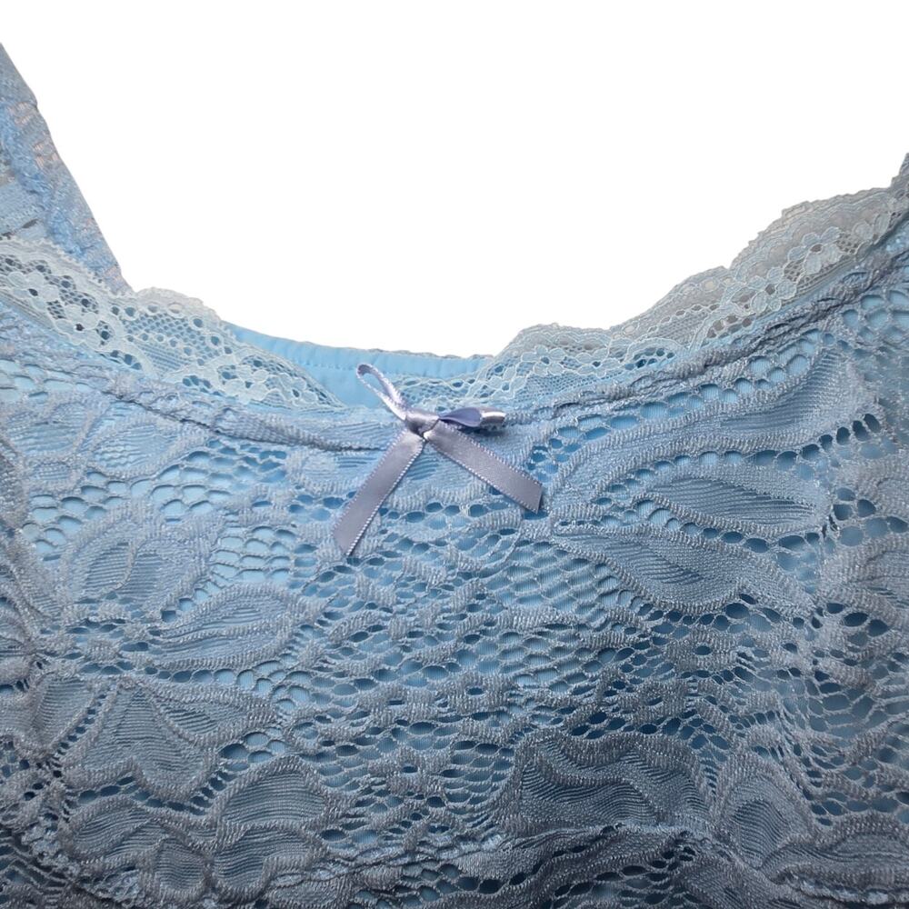 Y2K Pastel Blue Lace Crop Fairycore Womens Coquette Soft Girl Cami Large - Picture 4 of 5